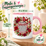 Herzbotschaft Tasse Schwester – Unsere Wege mögen sich ändern – Geschenk