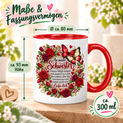 Herzbotschaft Tasse Schwester – Unsere Wege mögen sich ändern – Geschenk