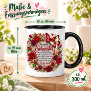 Herzbotschaft Tasse Schwester – Unsere Wege mögen sich ändern – Geschenk