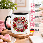 Herzbotschaft Tasse Schwester – Unsere Wege mögen sich ändern – Geschenk