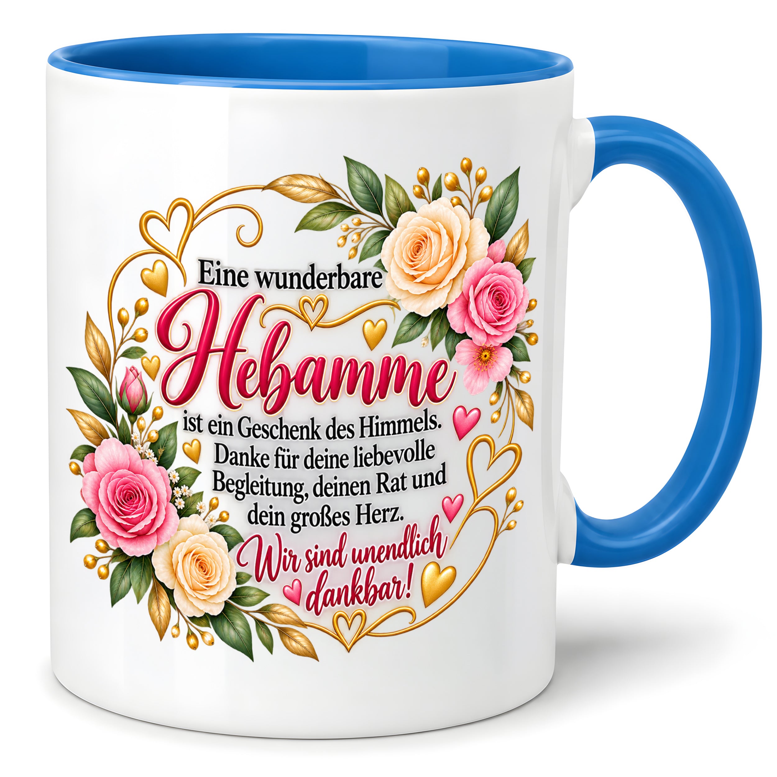 Herzbotschaft Tasse Hebamme – Geschenk des Himmels – Dankeschön Geschenk