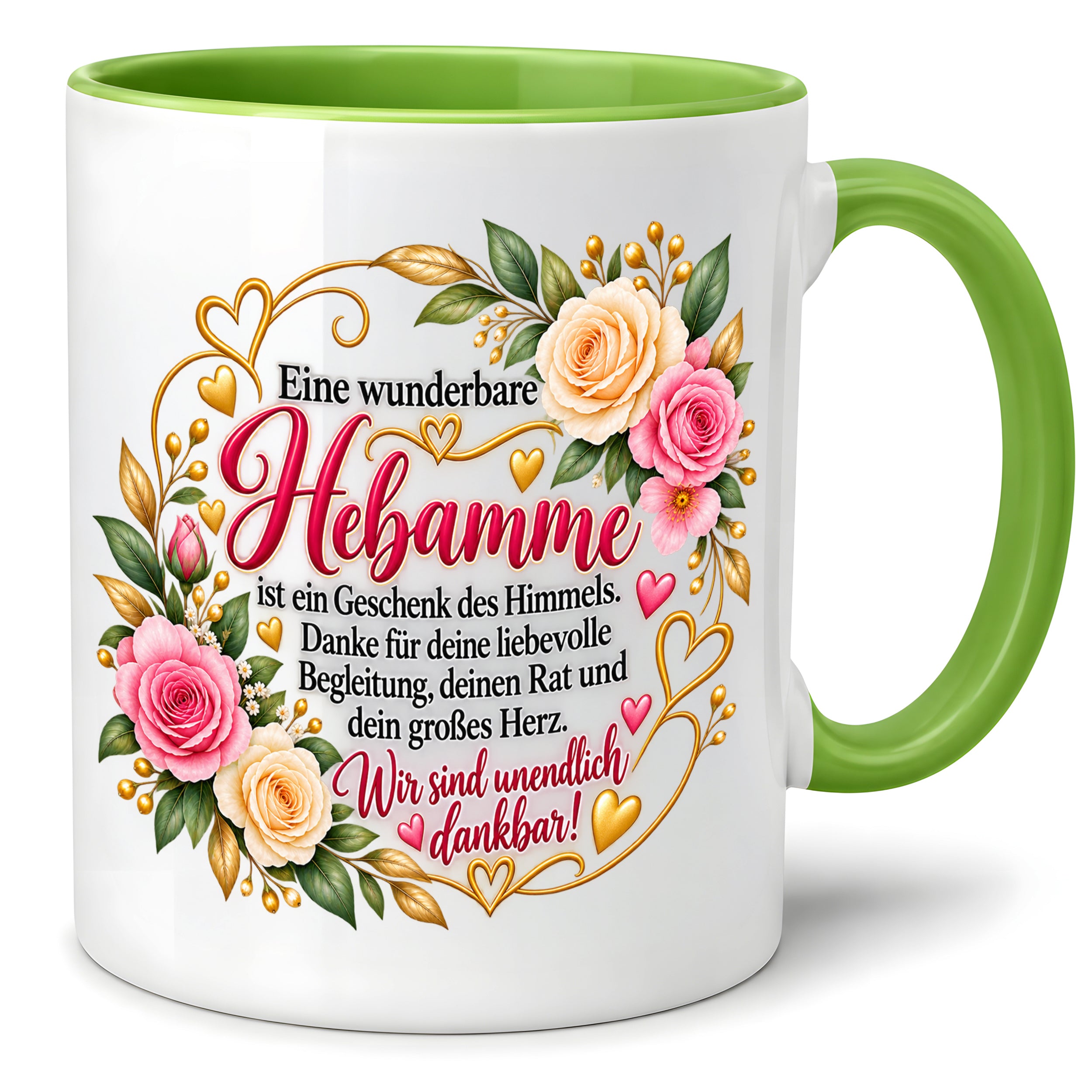 Herzbotschaft Tasse Hebamme – Geschenk des Himmels – Dankeschön Geschenk