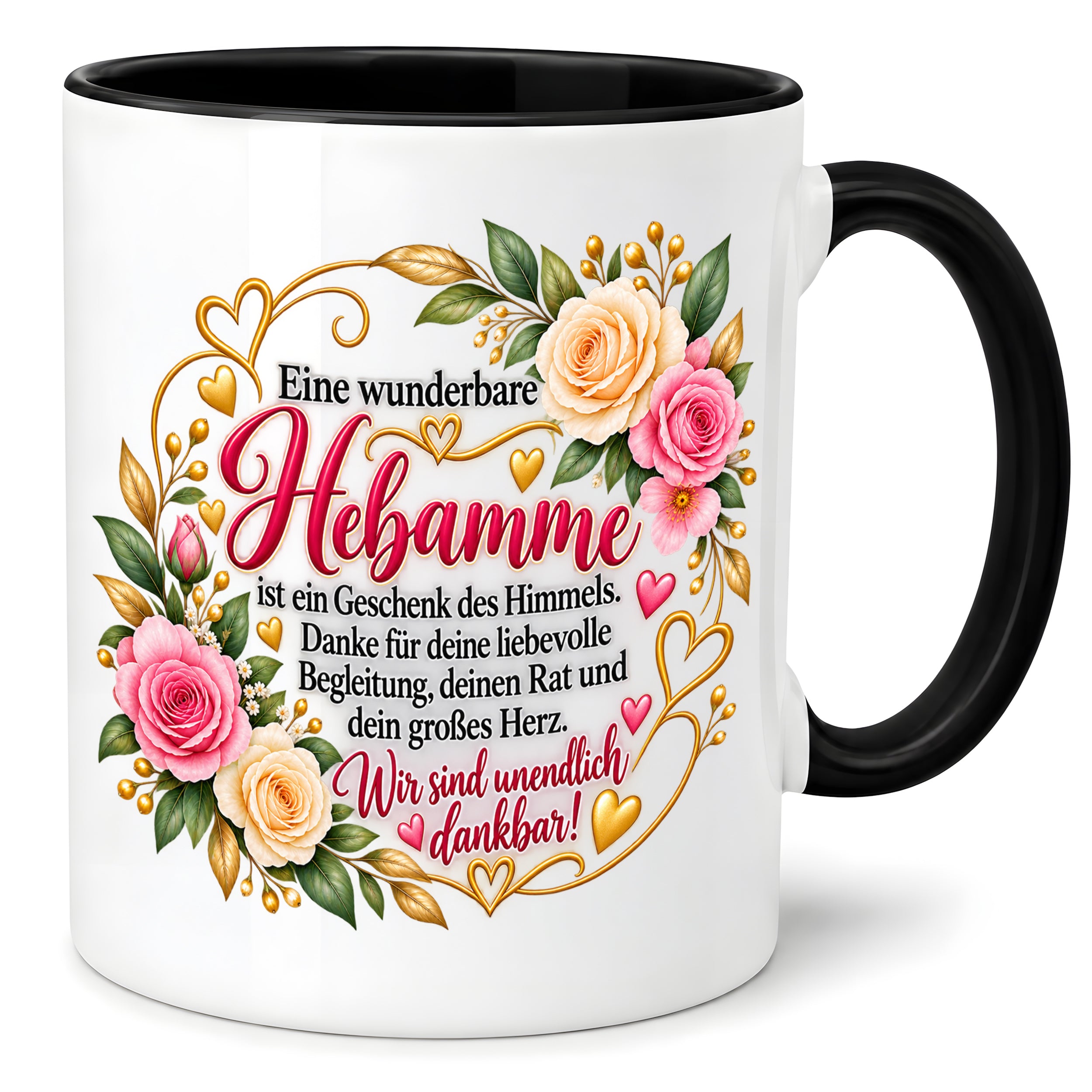 Herzbotschaft Tasse Hebamme – Geschenk des Himmels – Dankeschön Geschenk