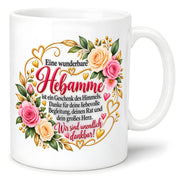 Herzbotschaft Tasse Hebamme – Geschenk des Himmels – Dankeschön Geschenk