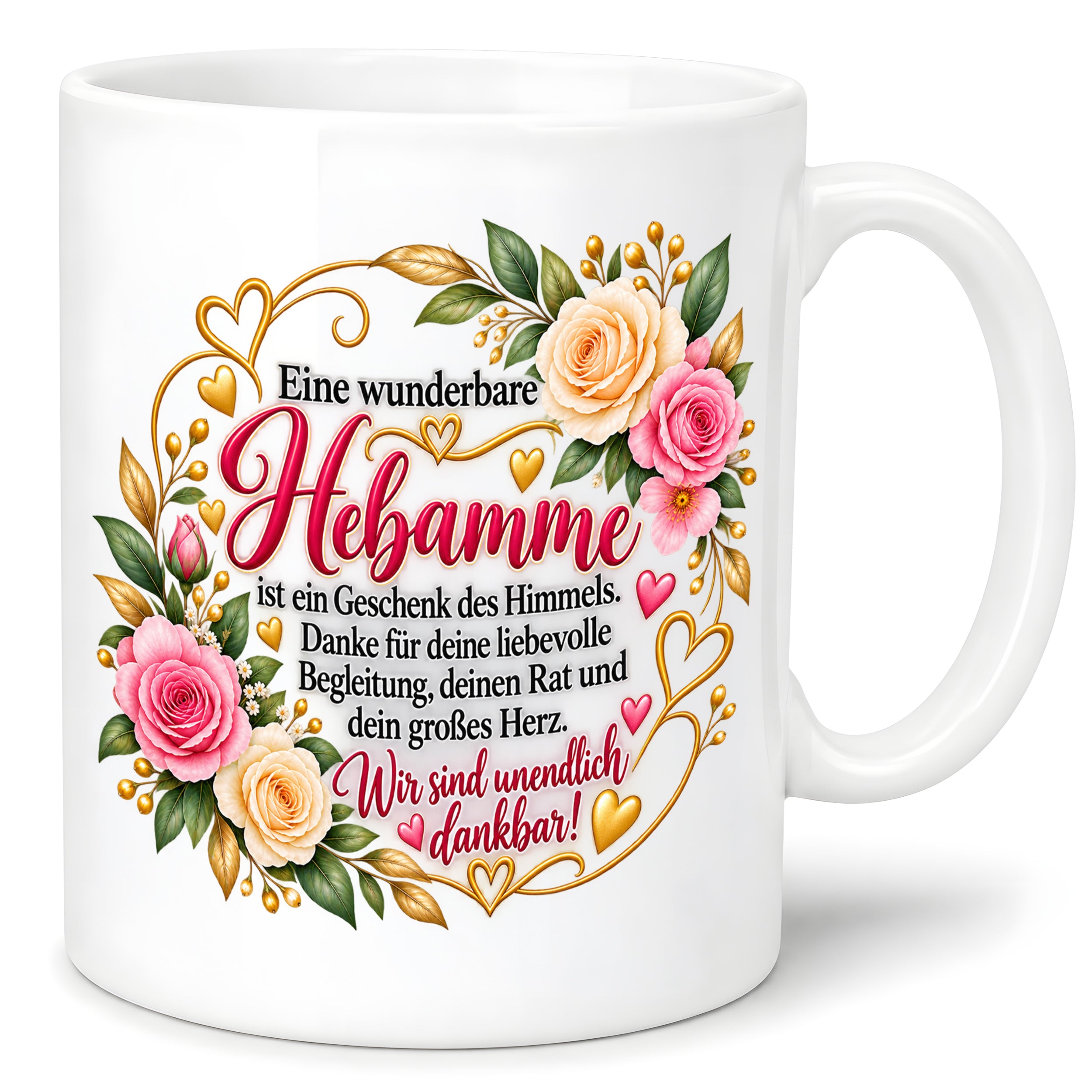 Herzbotschaft Tasse Hebamme – Geschenk des Himmels – Dankeschön Geschenk
