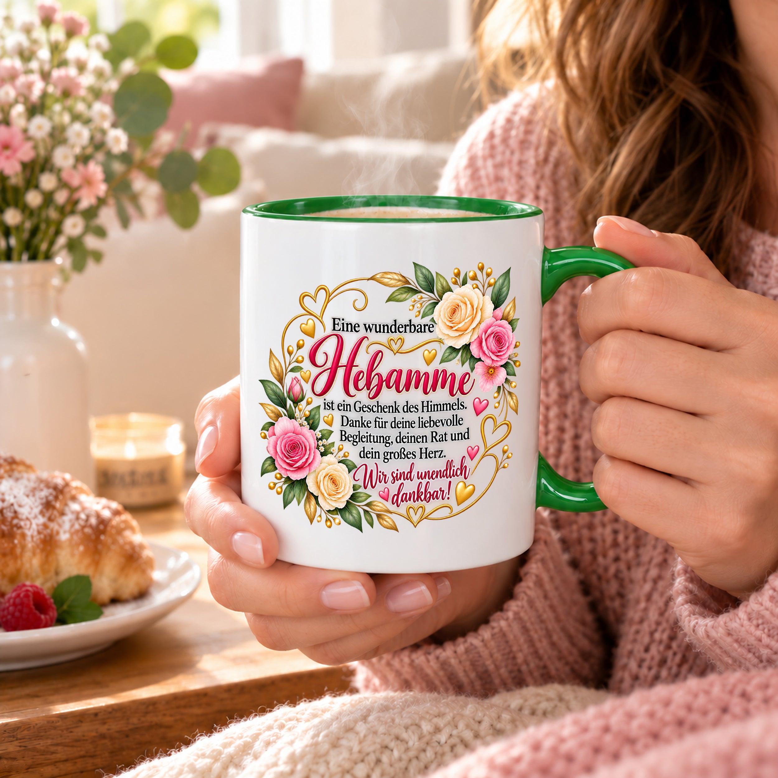 Herzbotschaft Tasse Hebamme – Geschenk des Himmels – Dankeschön Geschenk