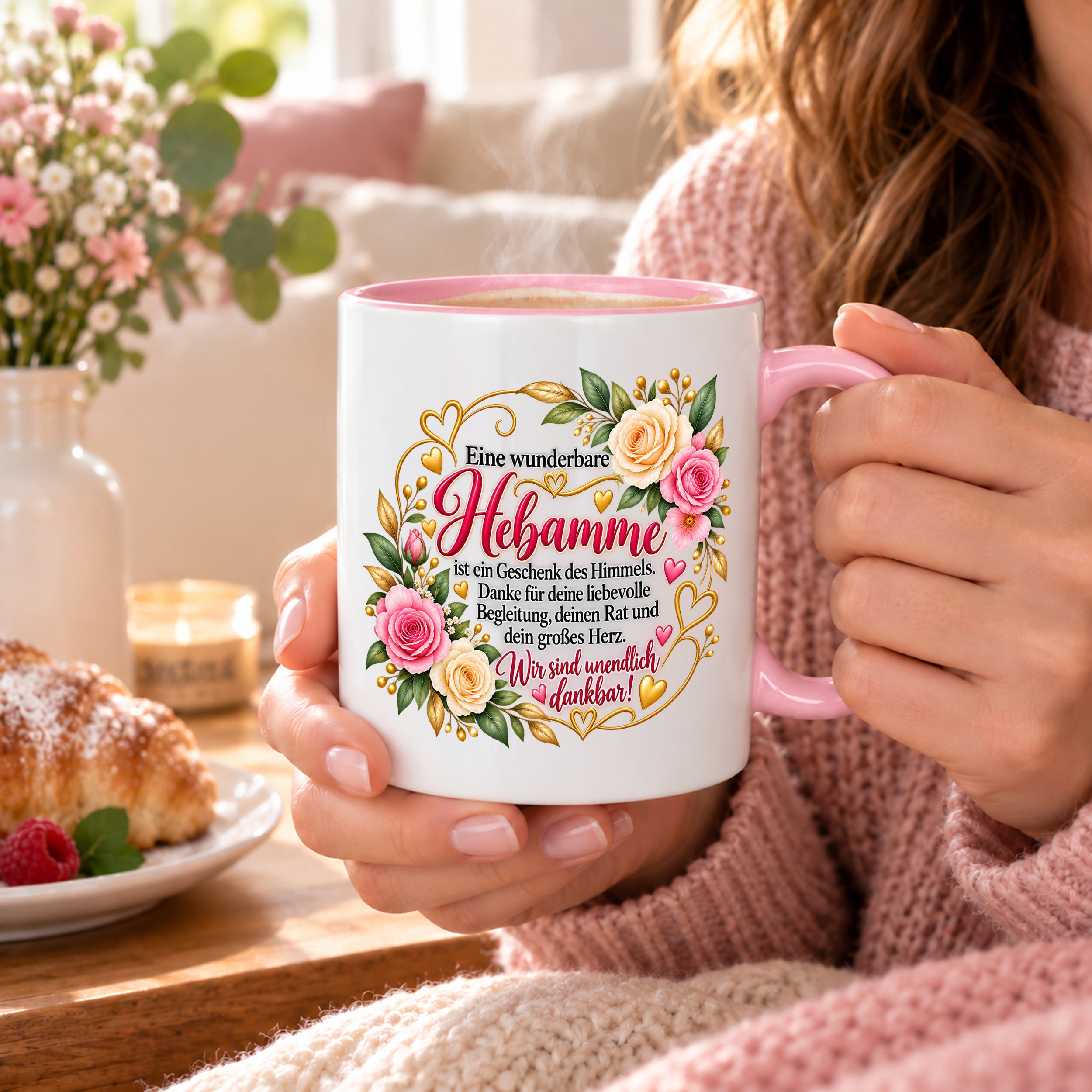 Herzbotschaft Tasse Hebamme – Geschenk des Himmels – Dankeschön Geschenk