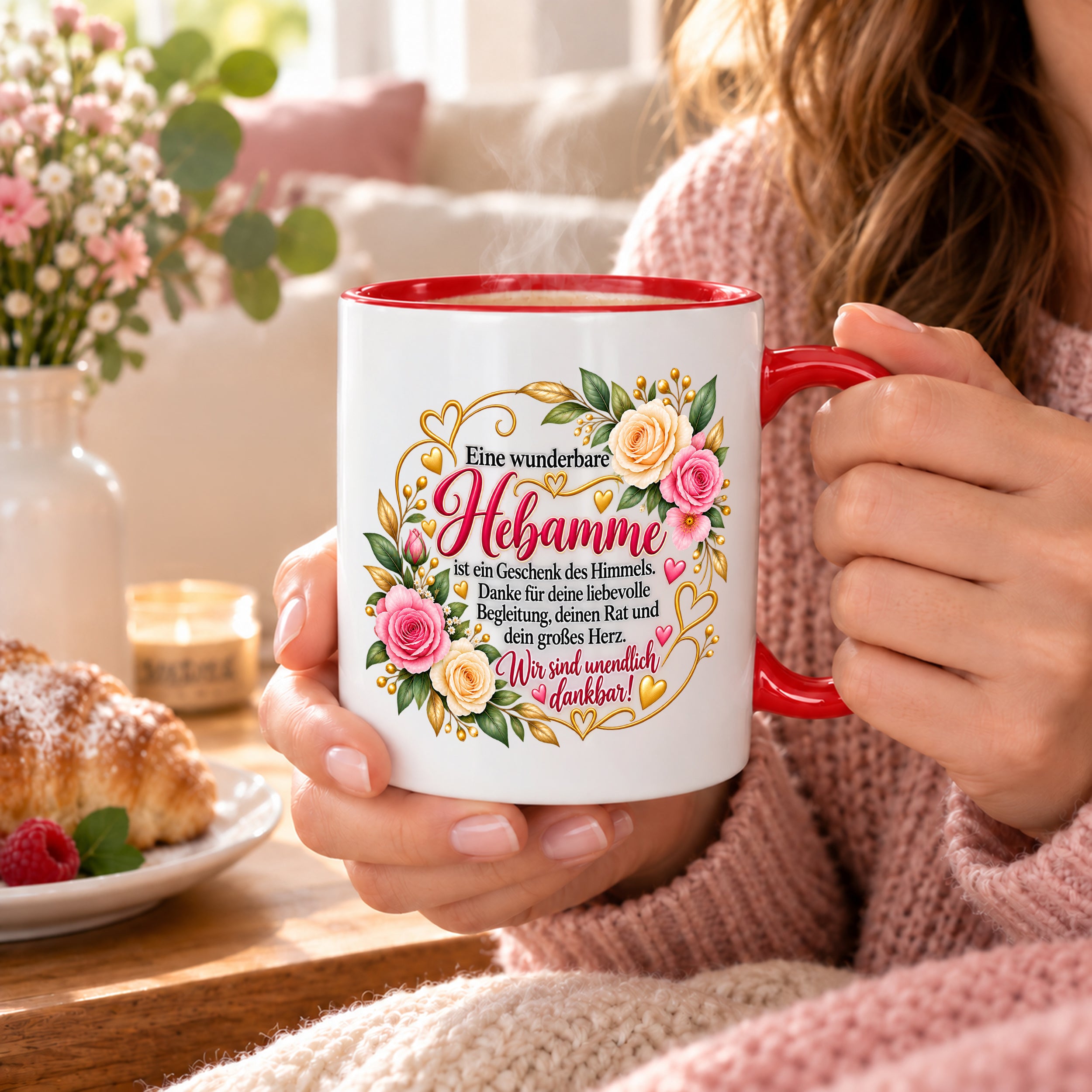 Herzbotschaft Tasse Hebamme – Geschenk des Himmels – Dankeschön Geschenk