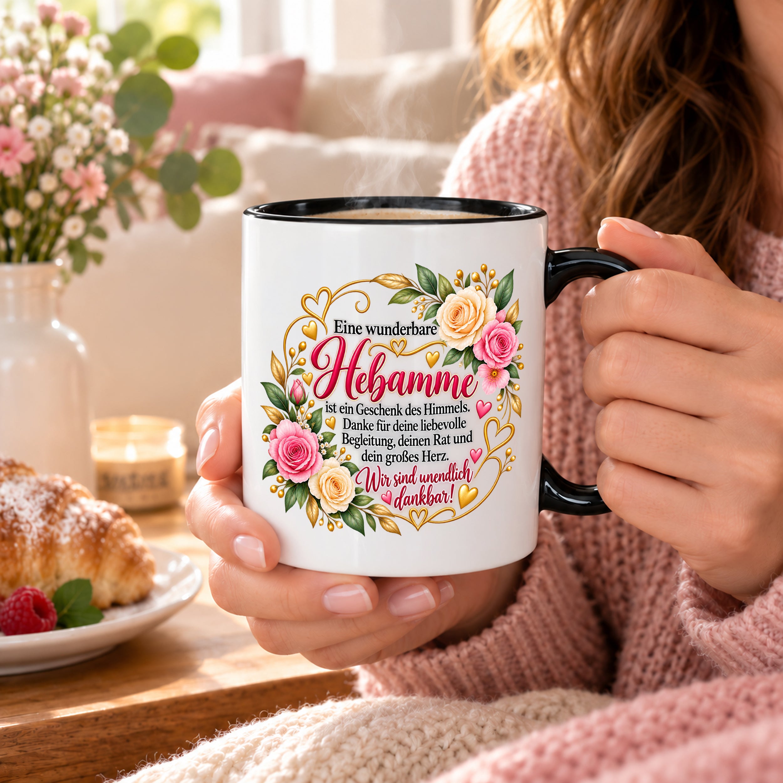 Herzbotschaft Tasse Hebamme – Geschenk des Himmels – Dankeschön Geschenk