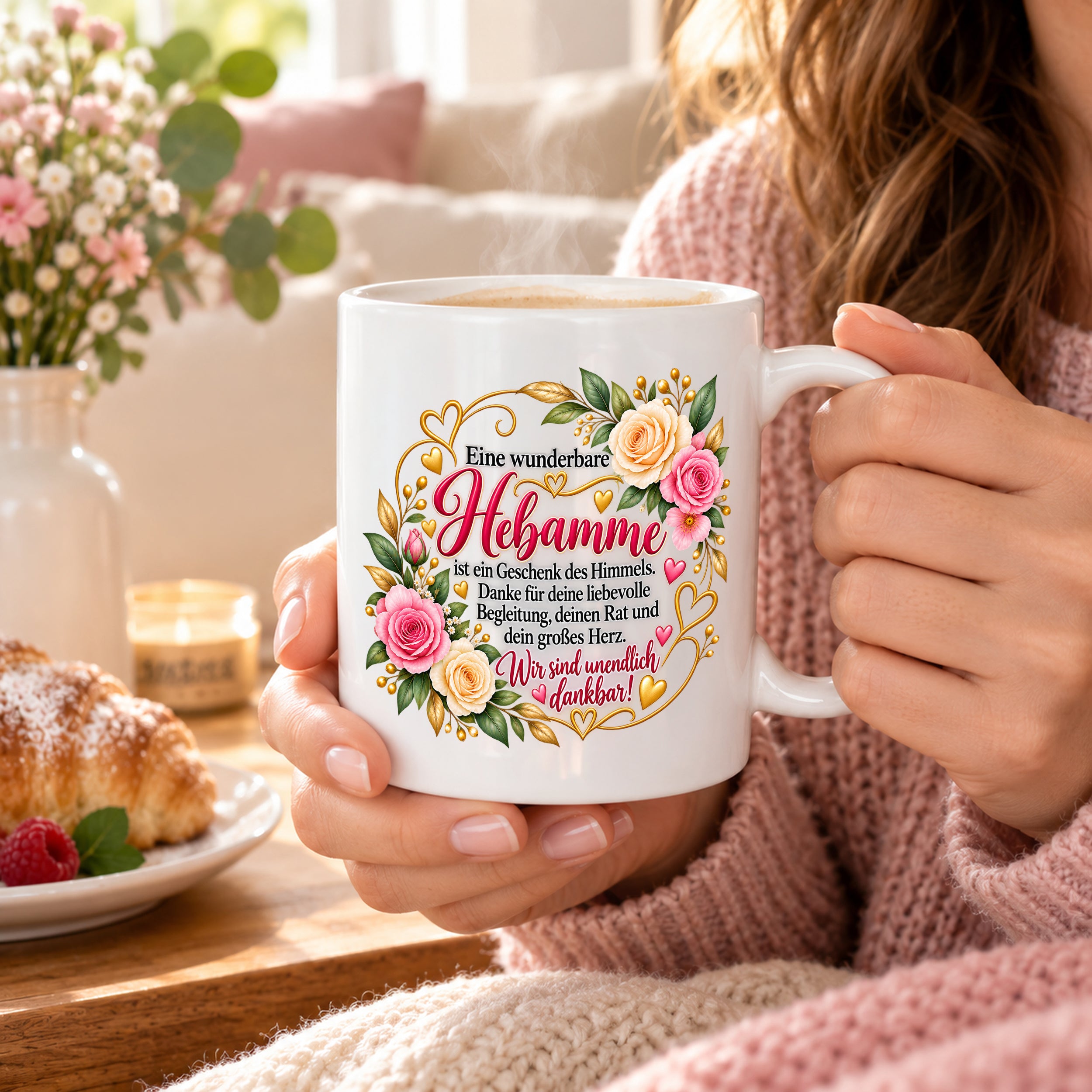 Herzbotschaft Tasse Hebamme – Geschenk des Himmels – Dankeschön Geschenk