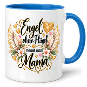 Herzbotschaft Tasse für Mama, Engel ohne Flügel nennt man Mama, liebevolles Geschenk für Mutter mit Engelsflügeln, Geschenkidee zum Muttertag, Geburtstag, Weihnachten oder einfach so, 330 ml Keramiktasse