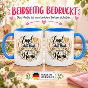 Herzbotschaft Tasse für Mama, Engel ohne Flügel nennt man Mama, liebevolles Geschenk für Mutter mit Engelsflügeln, Geschenkidee zum Muttertag, Geburtstag, Weihnachten oder einfach so, 330 ml Keramiktasse