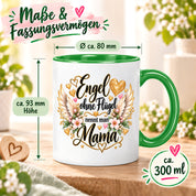 Herzbotschaft Tasse für Mama, Engel ohne Flügel nennt man Mama, liebevolles Geschenk für Mutter mit Engelsflügeln, Geschenkidee zum Muttertag, Geburtstag, Weihnachten oder einfach so, 330 ml Keramiktasse