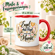 Herzbotschaft Tasse für Mama, Engel ohne Flügel nennt man Mama, liebevolles Geschenk für Mutter mit Engelsflügeln, Geschenkidee zum Muttertag, Geburtstag, Weihnachten oder einfach so, 330 ml Keramiktasse