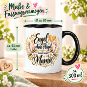 Herzbotschaft Tasse für Mama, Engel ohne Flügel nennt man Mama, liebevolles Geschenk für Mutter mit Engelsflügeln, Geschenkidee zum Muttertag, Geburtstag, Weihnachten oder einfach so, 330 ml Keramiktasse