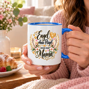 Herzbotschaft Tasse für Mama, Engel ohne Flügel nennt man Mama, liebevolles Geschenk für Mutter mit Engelsflügeln, Geschenkidee zum Muttertag, Geburtstag, Weihnachten oder einfach so, 330 ml Keramiktasse