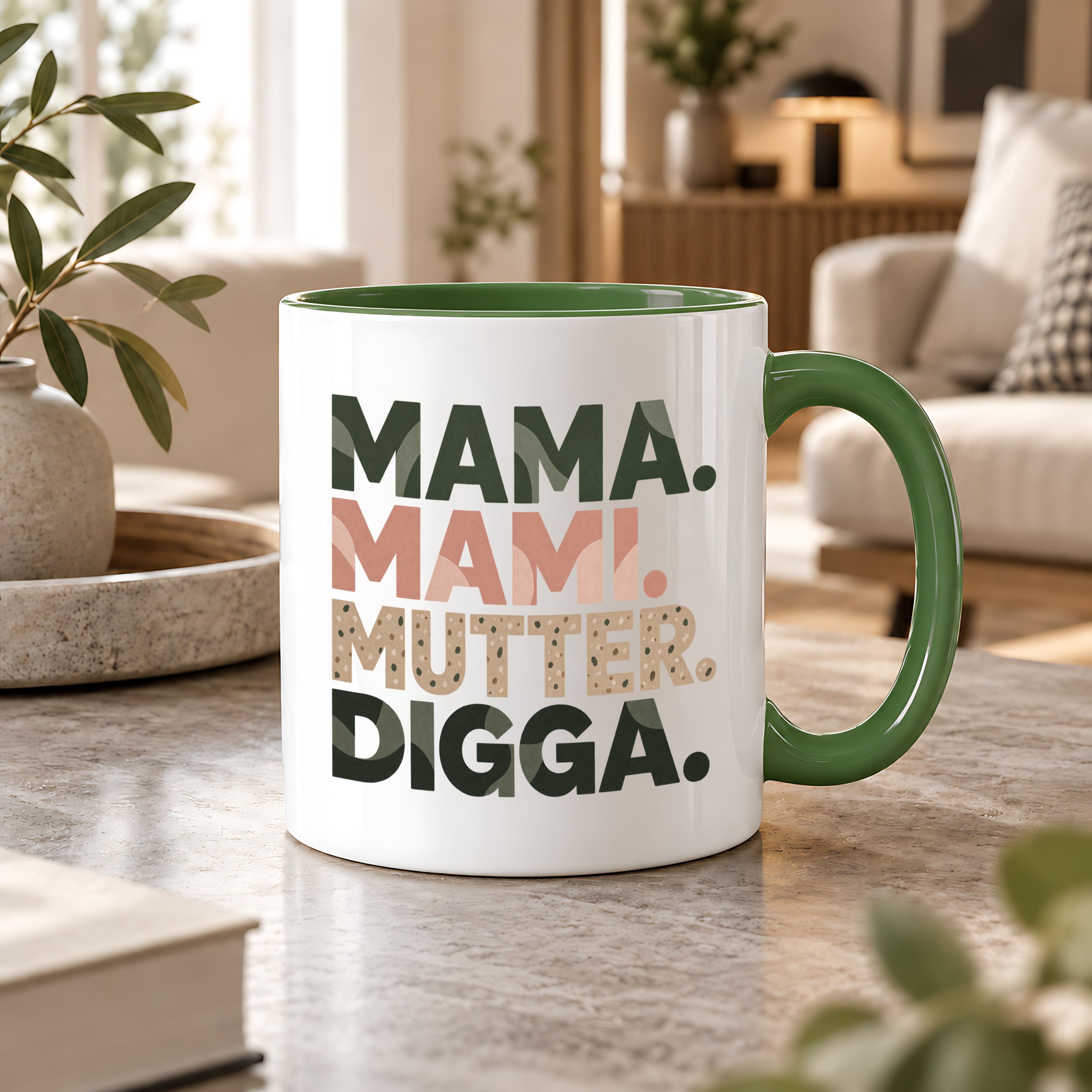 Mama Mami Mutter Digga Tasse 330 ml Lustiges Geschenk für Mama Muttertag Geburtstag Teenager Spruch Keramiktasse