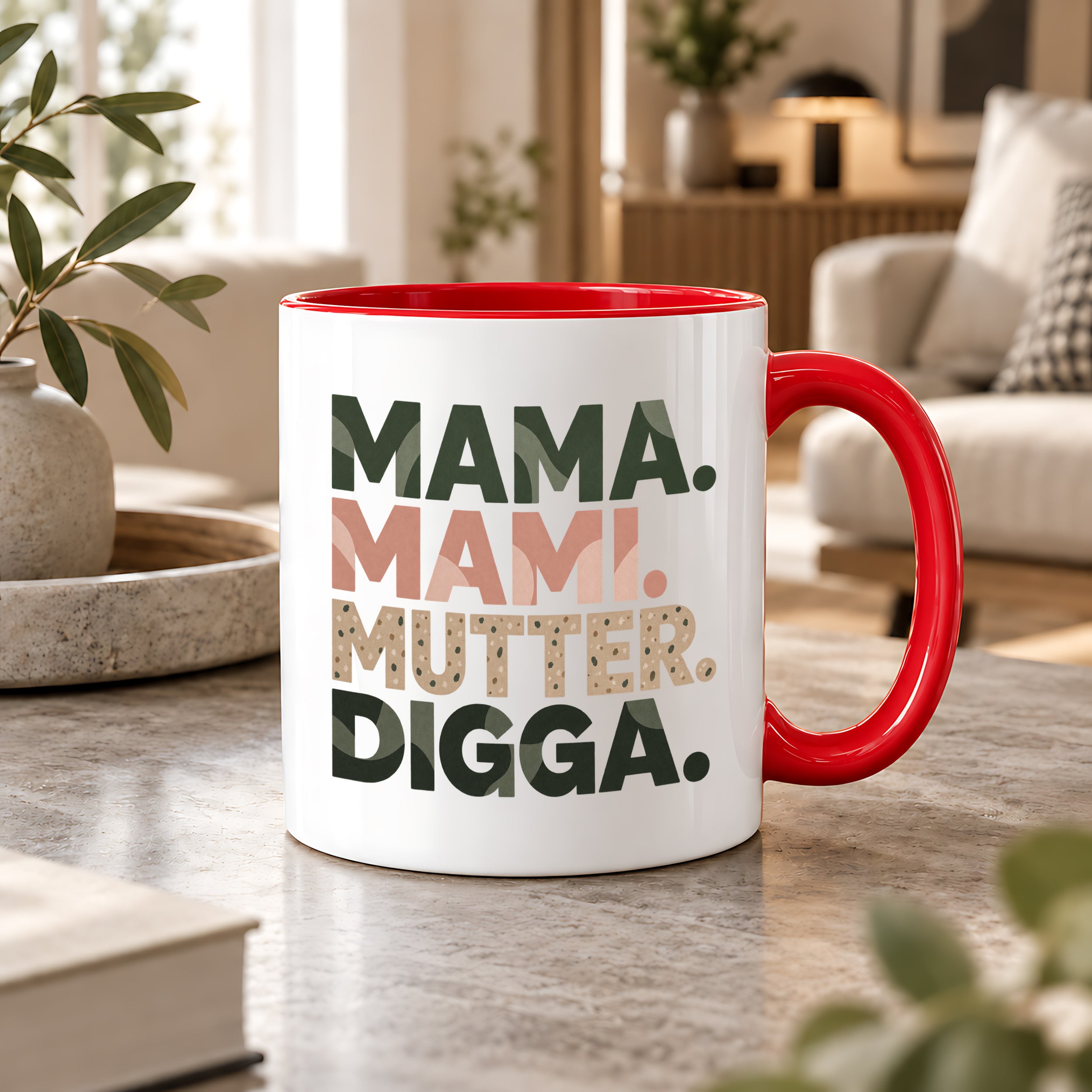 Mama Mami Mutter Digga Tasse 330 ml Lustiges Geschenk für Mama Muttertag Geburtstag Teenager Spruch Keramiktasse