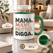 Mama Mami Mutter Digga Tasse 330 ml Lustiges Geschenk für Mama Muttertag Geburtstag Teenager Spruch Keramiktasse