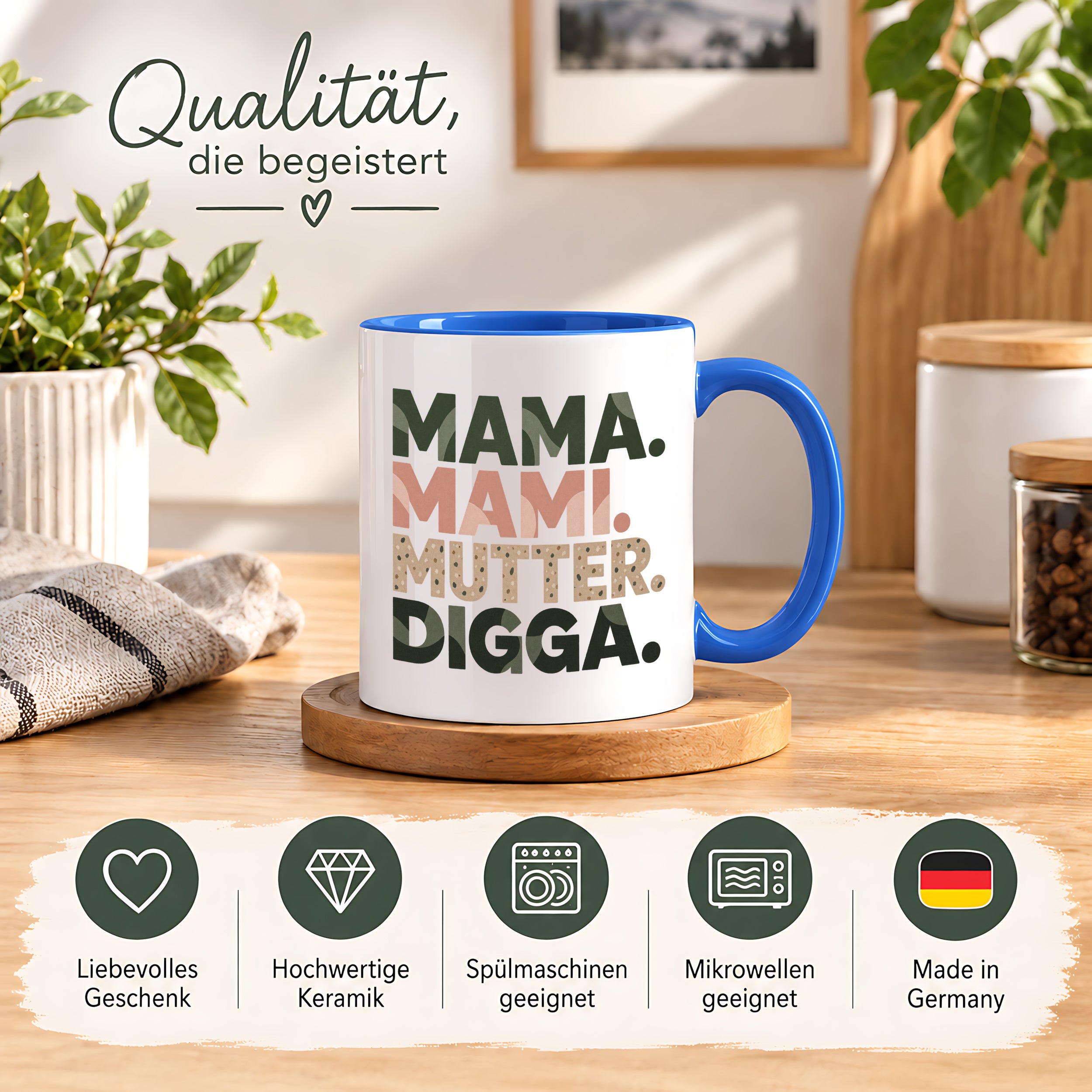 Mama Mami Mutter Digga Tasse 330 ml Lustiges Geschenk für Mama Muttertag Geburtstag Teenager Spruch Keramiktasse