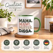Mama Mami Mutter Digga Tasse 330 ml Lustiges Geschenk für Mama Muttertag Geburtstag Teenager Spruch Keramiktasse