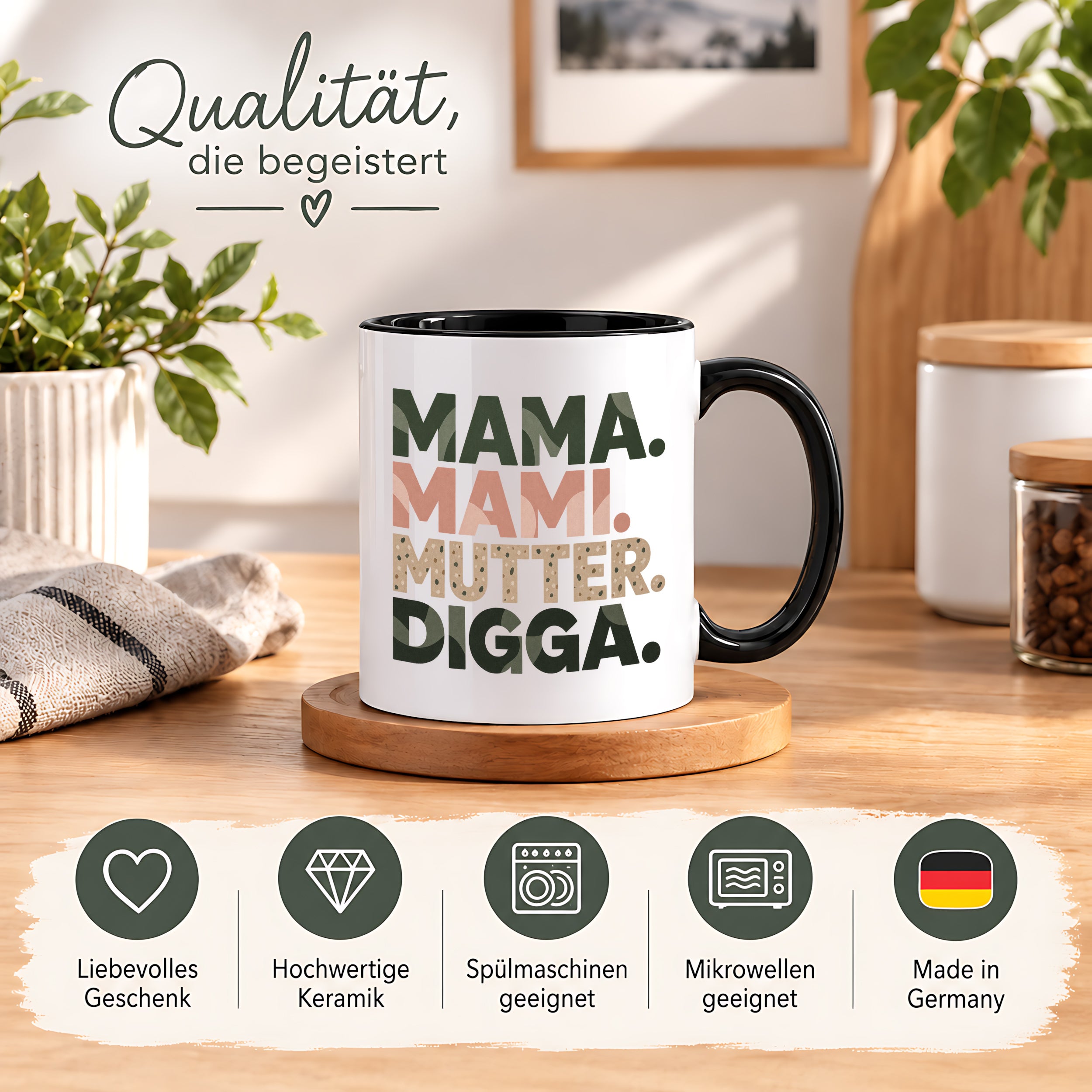 Mama Mami Mutter Digga Tasse 330 ml Lustiges Geschenk für Mama Muttertag Geburtstag Teenager Spruch Keramiktasse
