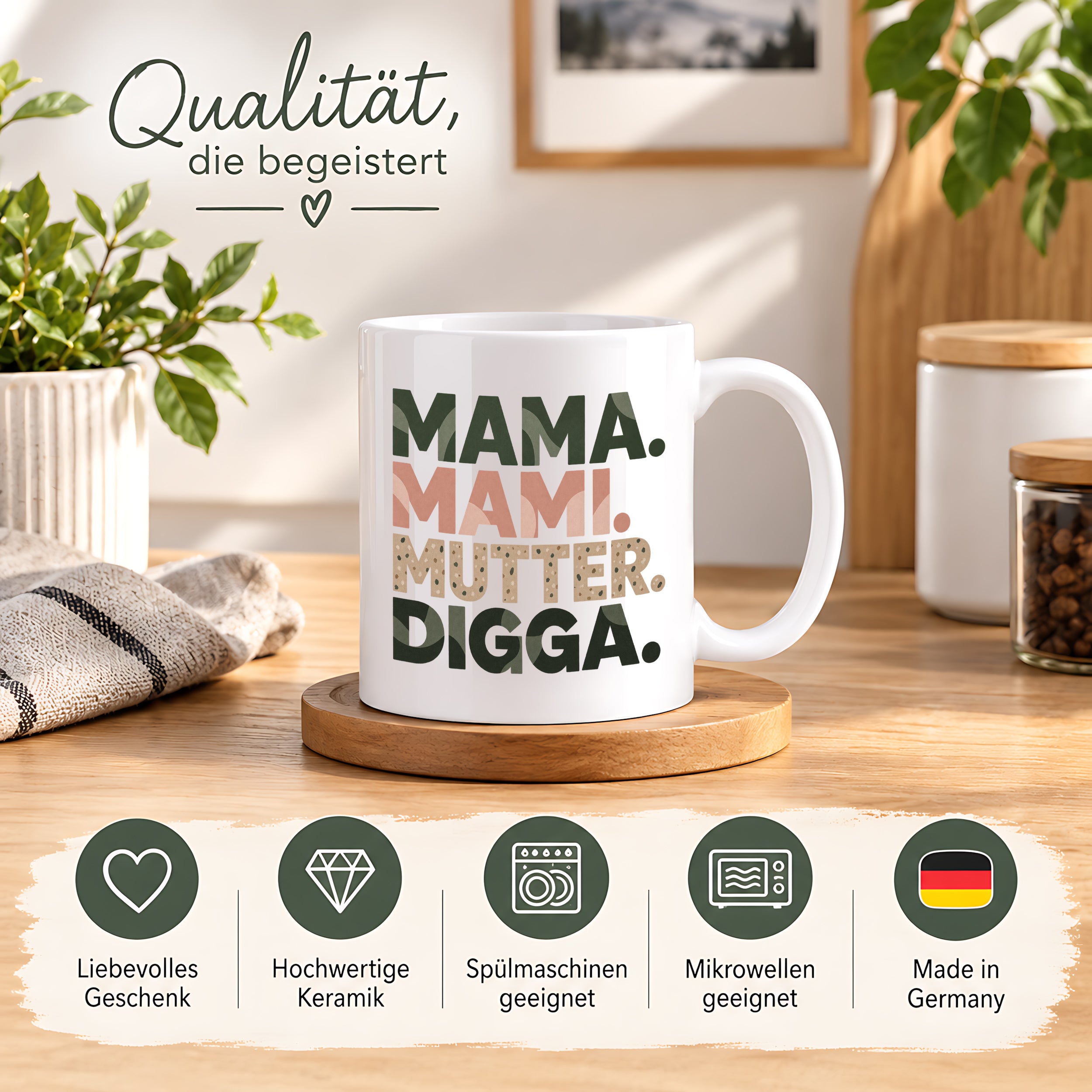 Mama Mami Mutter Digga Tasse 330 ml Lustiges Geschenk für Mama Muttertag Geburtstag Teenager Spruch Keramiktasse