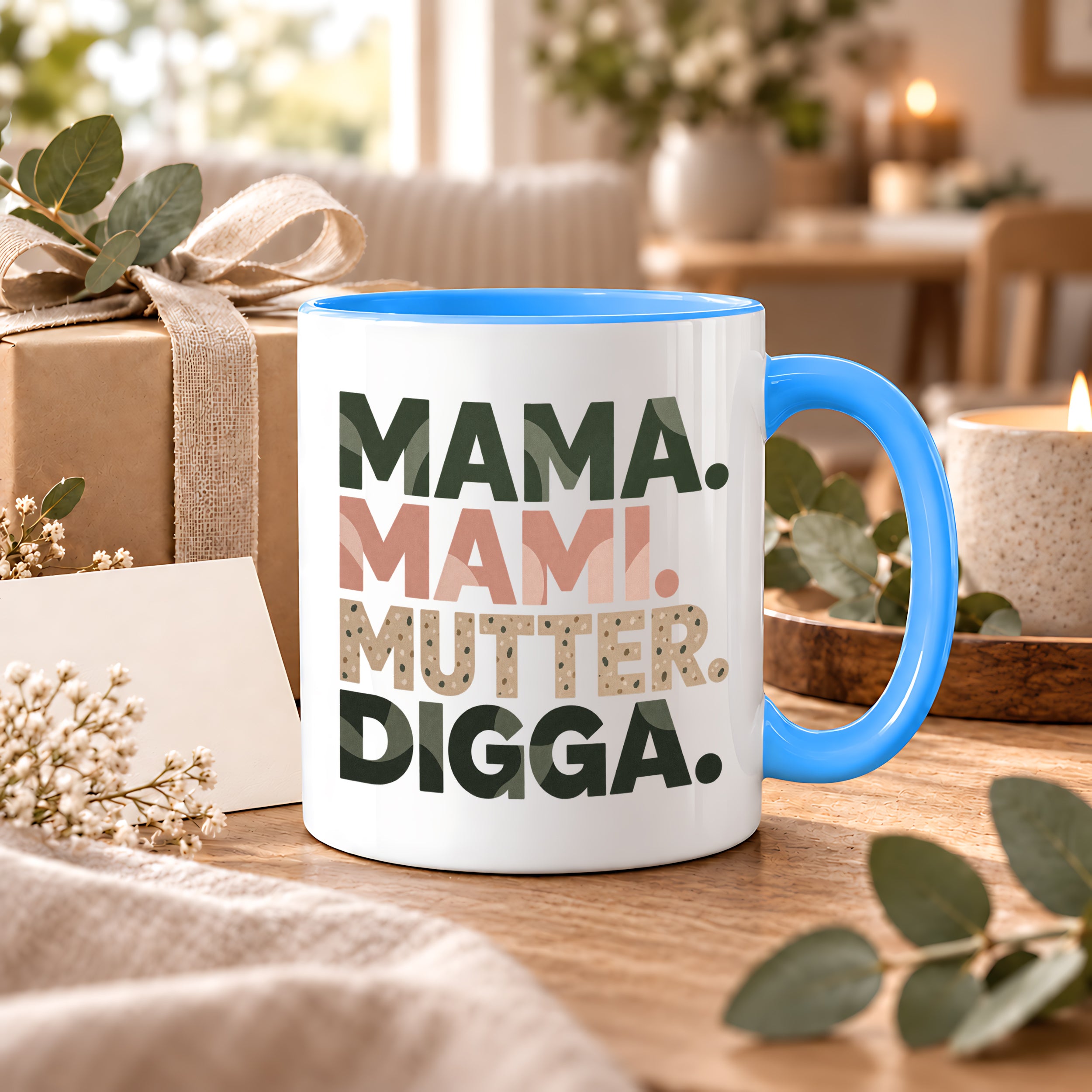 Mama Mami Mutter Digga Tasse 330 ml Lustiges Geschenk für Mama Muttertag Geburtstag Teenager Spruch Keramiktasse