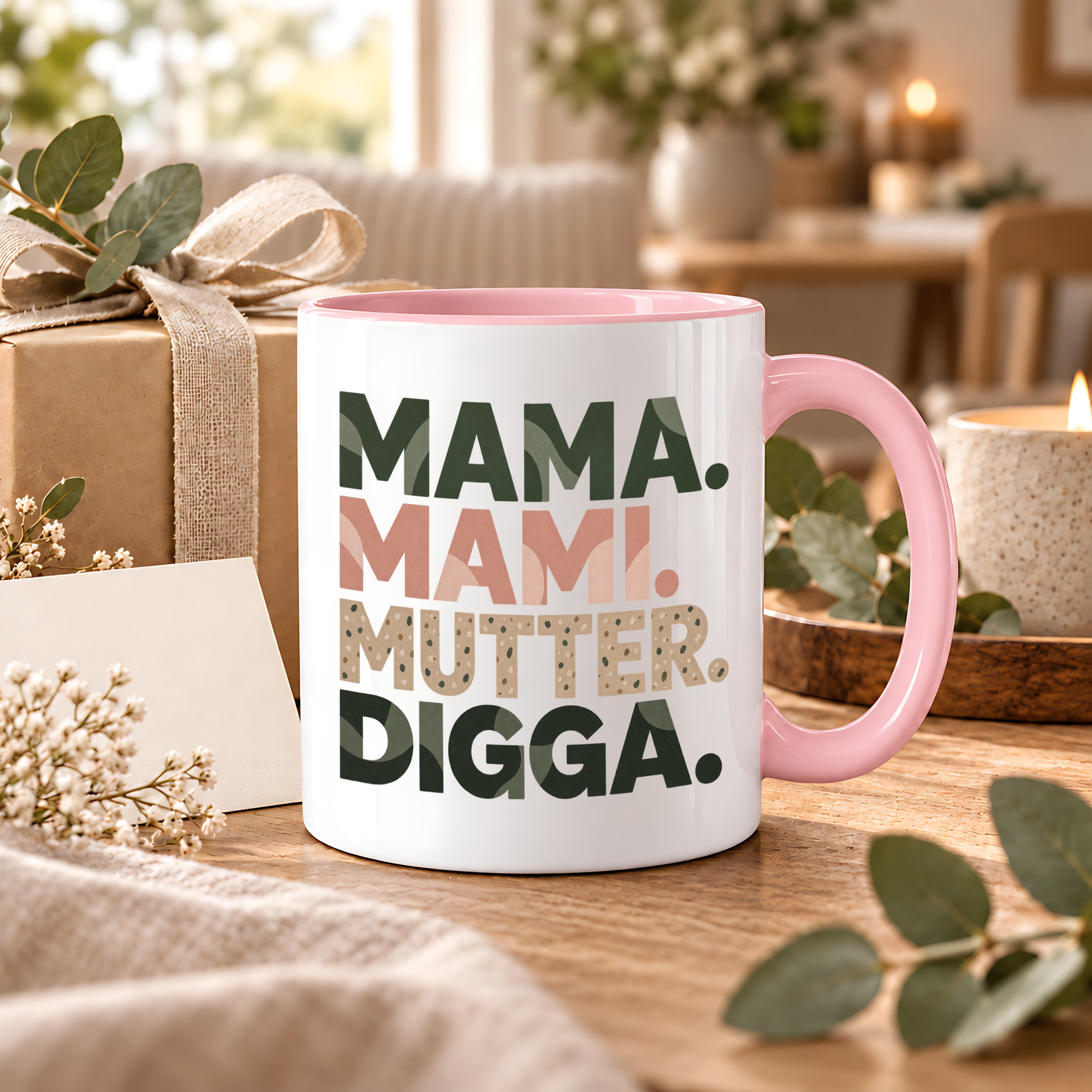 Mama Mami Mutter Digga Tasse 330 ml Lustiges Geschenk für Mama Muttertag Geburtstag Teenager Spruch Keramiktasse