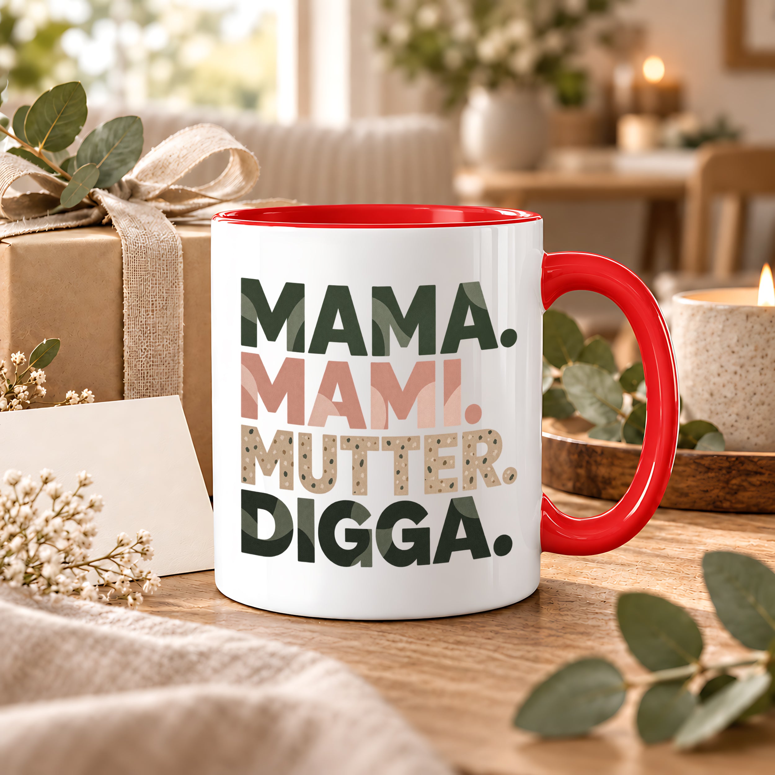 Mama Mami Mutter Digga Tasse 330 ml Lustiges Geschenk für Mama Muttertag Geburtstag Teenager Spruch Keramiktasse