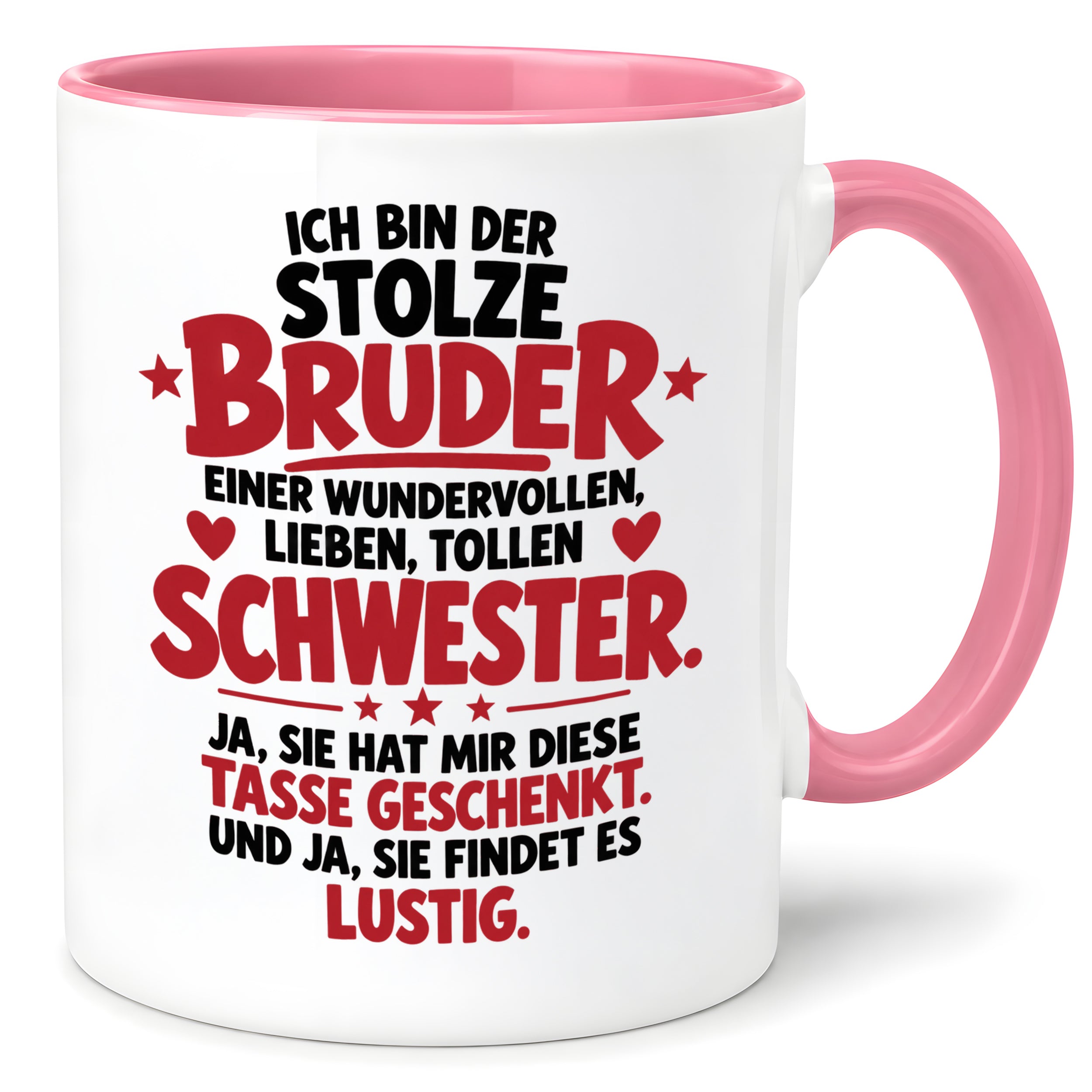 Bruder Tasse von Schwester Geschenk 330 ml Lustiger Geschwister Spruch Keramiktasse Geburtstag Weihnachten Bruder Geschenk
