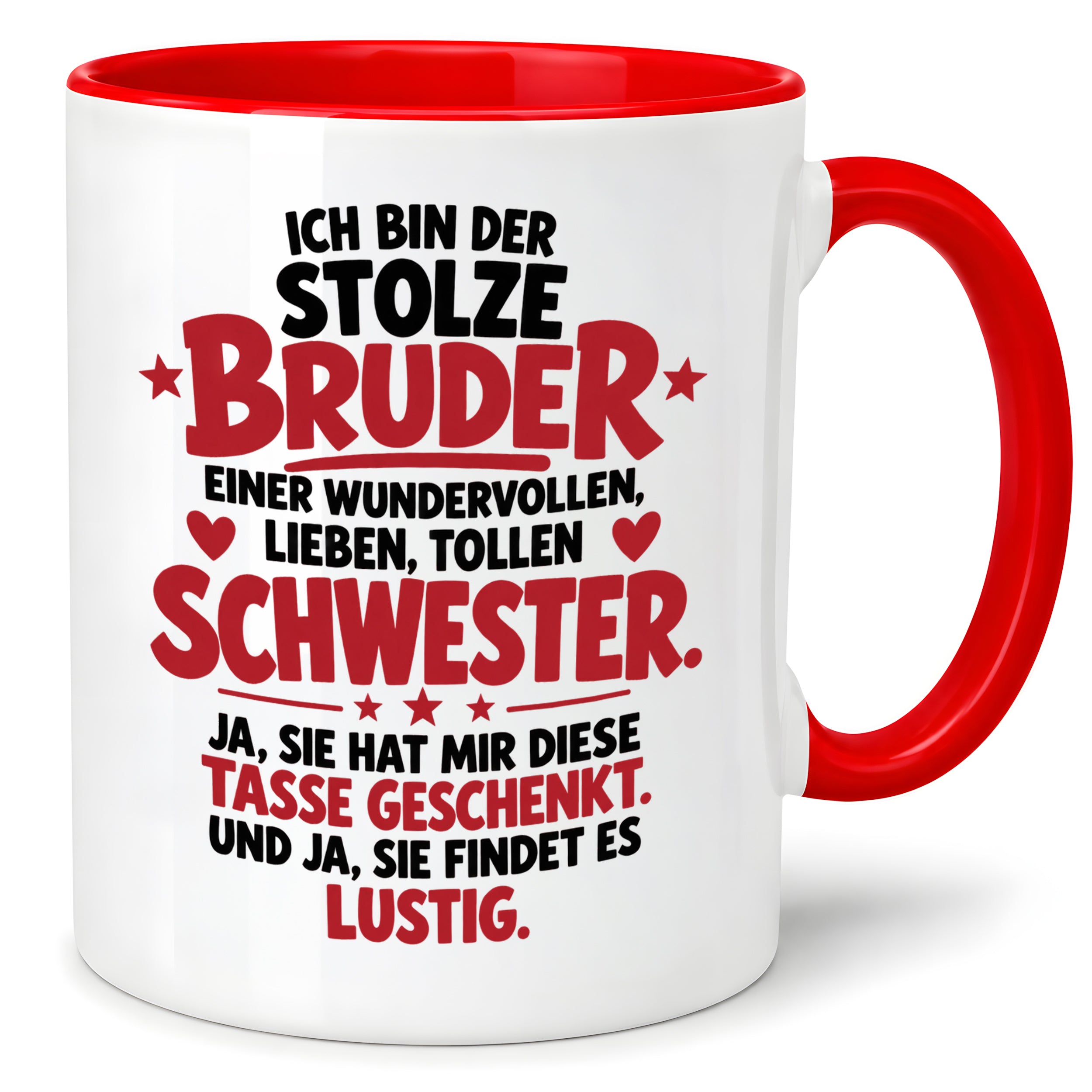 Bruder Tasse von Schwester Geschenk 330 ml Lustiger Geschwister Spruch Keramiktasse Geburtstag Weihnachten Bruder Geschenk