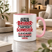Bruder Tasse von Schwester Geschenk 330 ml Lustiger Geschwister Spruch Keramiktasse Geburtstag Weihnachten Bruder Geschenk