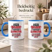 Bruder Tasse von Schwester Geschenk 330 ml Lustiger Geschwister Spruch Keramiktasse Geburtstag Weihnachten Bruder Geschenk