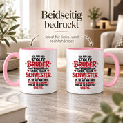 Bruder Tasse von Schwester Geschenk 330 ml Lustiger Geschwister Spruch Keramiktasse Geburtstag Weihnachten Bruder Geschenk