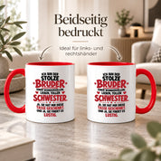 Bruder Tasse von Schwester Geschenk 330 ml Lustiger Geschwister Spruch Keramiktasse Geburtstag Weihnachten Bruder Geschenk