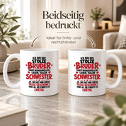 Bruder Tasse von Schwester Geschenk 330 ml Lustiger Geschwister Spruch Keramiktasse Geburtstag Weihnachten Bruder Geschenk