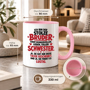 Bruder Tasse von Schwester Geschenk 330 ml Lustiger Geschwister Spruch Keramiktasse Geburtstag Weihnachten Bruder Geschenk