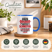 Bruder Tasse von Schwester Geschenk 330 ml Lustiger Geschwister Spruch Keramiktasse Geburtstag Weihnachten Bruder Geschenk