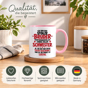 Bruder Tasse von Schwester Geschenk 330 ml Lustiger Geschwister Spruch Keramiktasse Geburtstag Weihnachten Bruder Geschenk