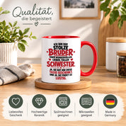 Bruder Tasse von Schwester Geschenk 330 ml Lustiger Geschwister Spruch Keramiktasse Geburtstag Weihnachten Bruder Geschenk