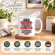 Bruder Tasse von Schwester Geschenk 330 ml Lustiger Geschwister Spruch Keramiktasse Geburtstag Weihnachten Bruder Geschenk