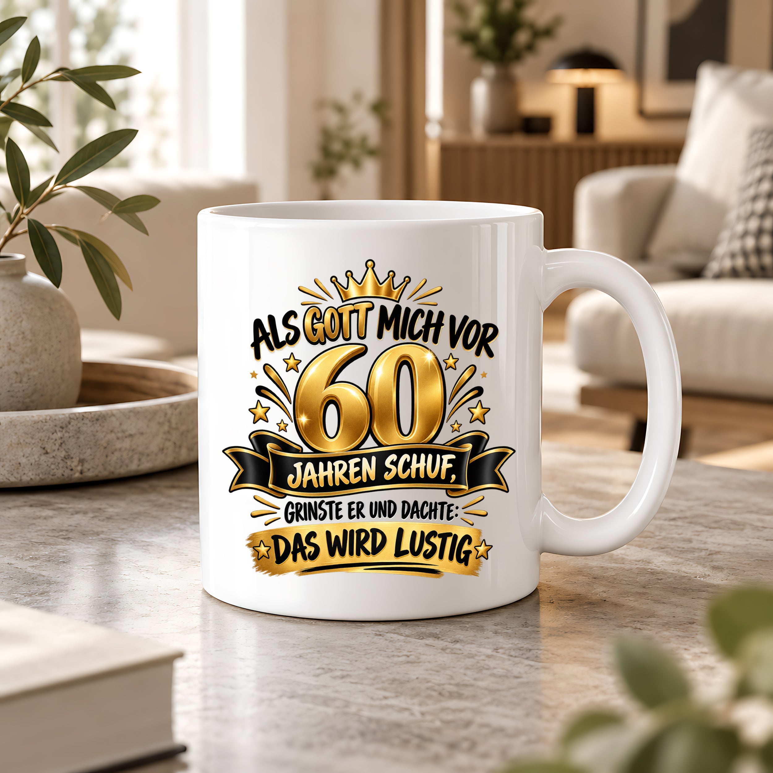 60 Geburtstag Tasse Lustiger Spruch Geschenk 330 ml Keramiktasse für Männer Frauen Jubiläum Geburtstag 60 Jahre