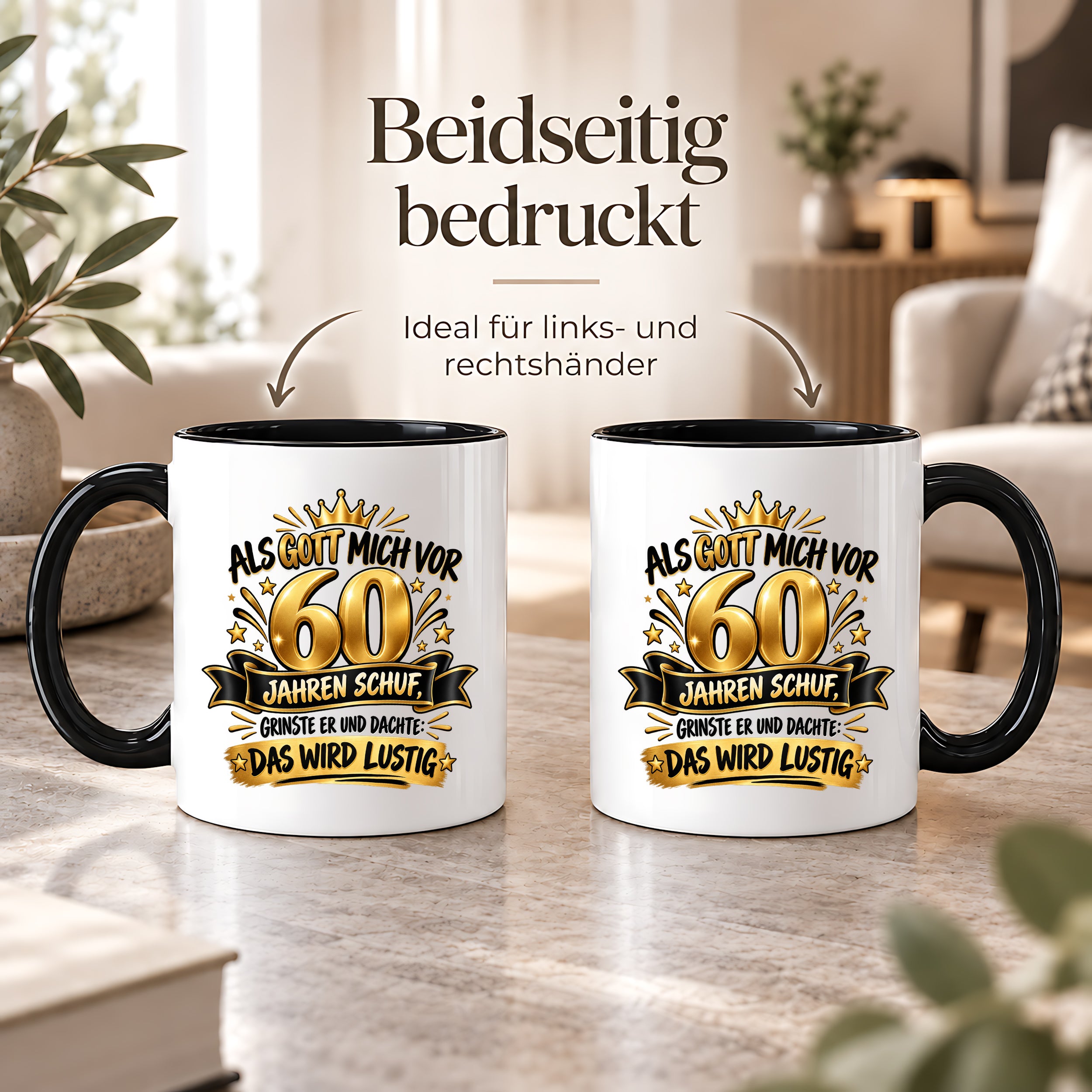 60 Geburtstag Tasse Lustiger Spruch Geschenk 330 ml Keramiktasse für Männer Frauen Jubiläum Geburtstag 60 Jahre
