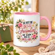Herzbotschaft Tasse für Freundin, Du bist die beste Freundin wie schön dass es dich gibt, liebevolles Geschenk für beste Freundin, Freundschaftsgeschenk zum Geburtstag, Weihnachten oder einfach so, 330 ml Keramiktasse