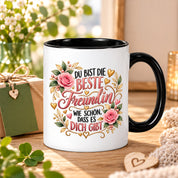 Herzbotschaft Tasse für Freundin, Du bist die beste Freundin wie schön dass es dich gibt, liebevolles Geschenk für beste Freundin, Freundschaftsgeschenk zum Geburtstag, Weihnachten oder einfach so, 330 ml Keramiktasse