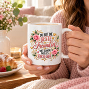 Herzbotschaft Tasse für Freundin, Du bist die beste Freundin wie schön dass es dich gibt, liebevolles Geschenk für beste Freundin, Freundschaftsgeschenk zum Geburtstag, Weihnachten oder einfach so, 330 ml Keramiktasse