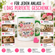Herzbotschaft Tasse für Freundin, Du bist die beste Freundin wie schön dass es dich gibt, liebevolles Geschenk für beste Freundin, Freundschaftsgeschenk zum Geburtstag, Weihnachten oder einfach so, 330 ml Keramiktasse