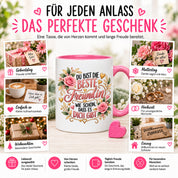 Herzbotschaft Tasse für Freundin, Du bist die beste Freundin wie schön dass es dich gibt, liebevolles Geschenk für beste Freundin, Freundschaftsgeschenk zum Geburtstag, Weihnachten oder einfach so, 330 ml Keramiktasse