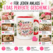 Herzbotschaft Tasse für Freundin, Du bist die beste Freundin wie schön dass es dich gibt, liebevolles Geschenk für beste Freundin, Freundschaftsgeschenk zum Geburtstag, Weihnachten oder einfach so, 330 ml Keramiktasse